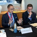 Wakil Ketua MPR RI dari Fraksi PAN Eddy Soeparno saat menjadi narasumber dalam rangkaian New York Climate Week 2026 pada sesi yang diselenggarakan Climate Group dan RE100 di The Glasshouse, New York, Amerika Serikat, Rabu (23/9/2026). (Dok. Tim Eddy