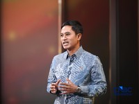 Wakil Menteri Kesehatan (Wamenkes), Dante Saksono Harbuwono menyampaikan keynote speech dalam acara Road To CNBC Indonesia Awards di Jakarta, Kamis (24/9/2026). (CNBC Indonesia/Faisal Rahman)