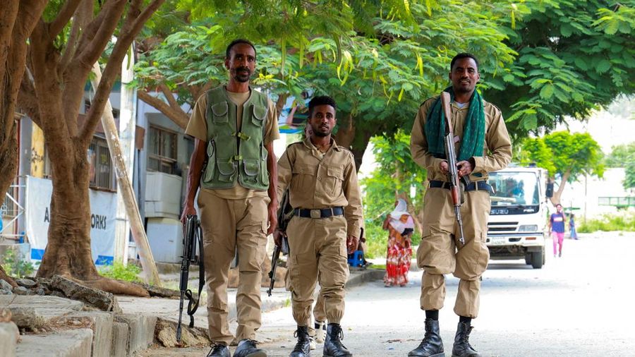 Members of the Tigrayan forces patrol along a street as tensions intensify after the forces launched a major offensive against the federal government in multiple locations, in Mekelle, Tigray Region, Ethiopia, September 24, 2026. Obtained by REUTERS