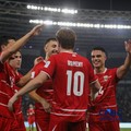Pemain Timnas Indonesia Ole Romeny melakukan selebrasi usai mencetak gol laga melawan Timnas Singapura dalam FIFA ASEAN CUP 2026 di Stadion Utama Gelora Bung Karno (SUGBK), Senayan, Jakarta, Jumat (25/9/2026). (CNBC Indonesia/Faisal Rahman)