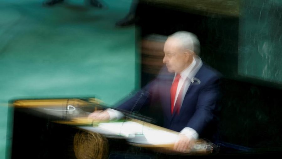 Perdana Menteri Israel Benjamin Netanyahu berpidato di hadapan Sidang Majelis Umum PBB ke-81 di markas besar PBB di New York City, AS, pada 24 September 2026. REUTERS/Eduardo Munoz