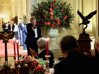 US President Donald Trump speaks during a state dinner for Chinese President Xi Jinping at the White House in Washington, D.C., US, September 24, 2026. REUTERS/Evelyn Hockstein