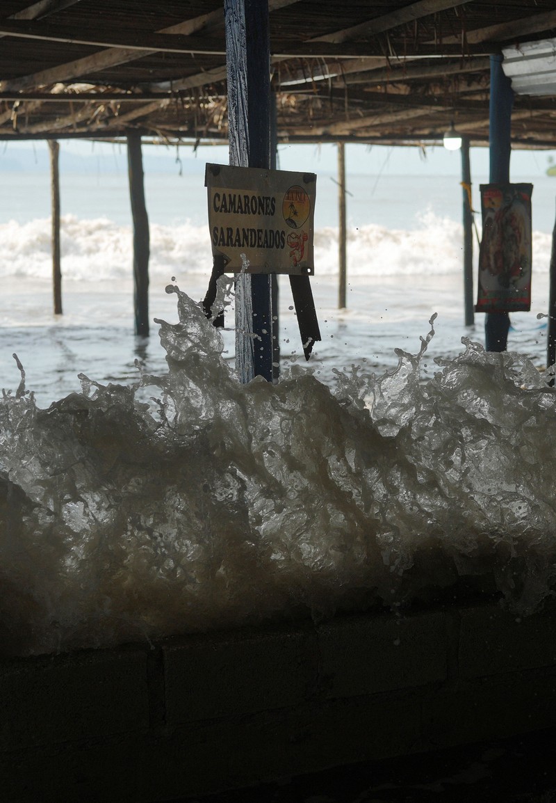 High tides caused by Hurricane Polo floods a beachfront restaurant in San Blas, Nayarit, Mexico, September 26, 2026. REUTERS/Christian Ruano