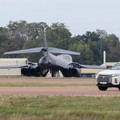 B1B Lancer bomber at the RAF Fairford airbase, after police declared a major incident at the base after several men were arrested on suspicion of offences under the Explosives Act, in Fairford, Gloucestershire, Britain, September 27, 2026. REUTERS/To