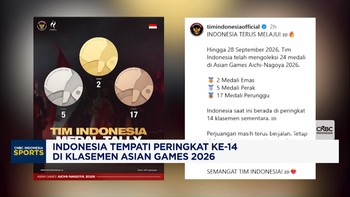 Indonesia Tempati Peringkat ke-14 di Klasemen Asian Games 2026