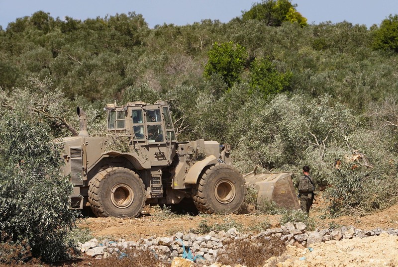 Jelang panen buah zaitun Oktober mendatang, buldoser militer Israel secara tiba-tiba meratakan sekitar 31 ribu meter persegi lahan milik petani Palestina, Kamis (24/9/2026). (REUTERS/Ali Sawafta)