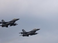 F-16 fighter jets fly during the annual military parade at O'Higgins Park, in Santiago, Chile, September 19, 2026. REUTERS/Diego Reyes