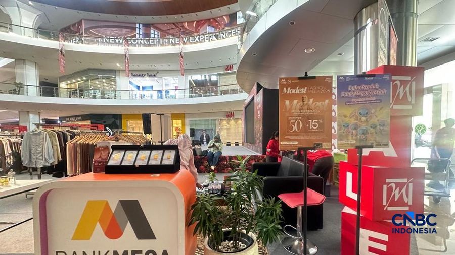 PT Bank Mega Syariah kembali memperkuat keterlibatannya di sektor gaya hidup dengan menjadi Official Bank Partner METRO Modest Fashion Week (MMFW) 2026. (CNBC Indonesia/Lynda Hasibuan)