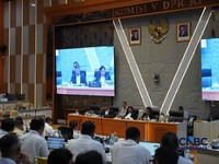 Raker Komisi V dengan Eselon I Kementerian PU, Selasa (29/9/26). (CNBC Indonesia/Ferry Sandi)