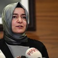(FILES) Turkey's Family Minister Fatma Betul Sayan Kaya speaks to media after arriving at the Ataturk International airport on March 12, 2017 in Istanbul. A former minister and senior member of Turkish President Recep Tayyip Erdogan's ruling AKP part