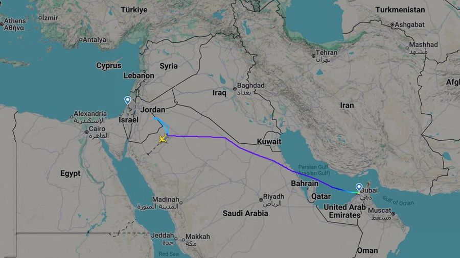 A screengrab taken from Flightradar24 shows a flydubai flight to Israel which was diverted to Saudi Arabia September 30, 2026. Flightradar24.com/Handout via REUTERS    THIS IMAGE HAS BEEN SUPPLIED BY A THIRD PARTY. NO RESALES. NO ARCHIVES