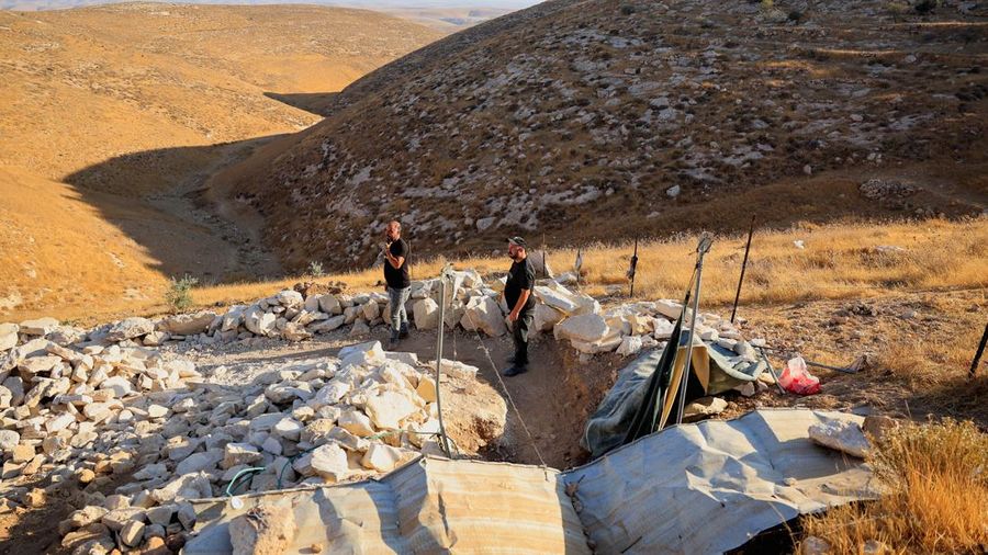 Palestinians dig caves to live in after Israeli forces demolished their houses, in Masafer Yatta near Hebron in the Israeli-occupied West Bank, September 23, 2026. REUTERS/Mussa Qawasma