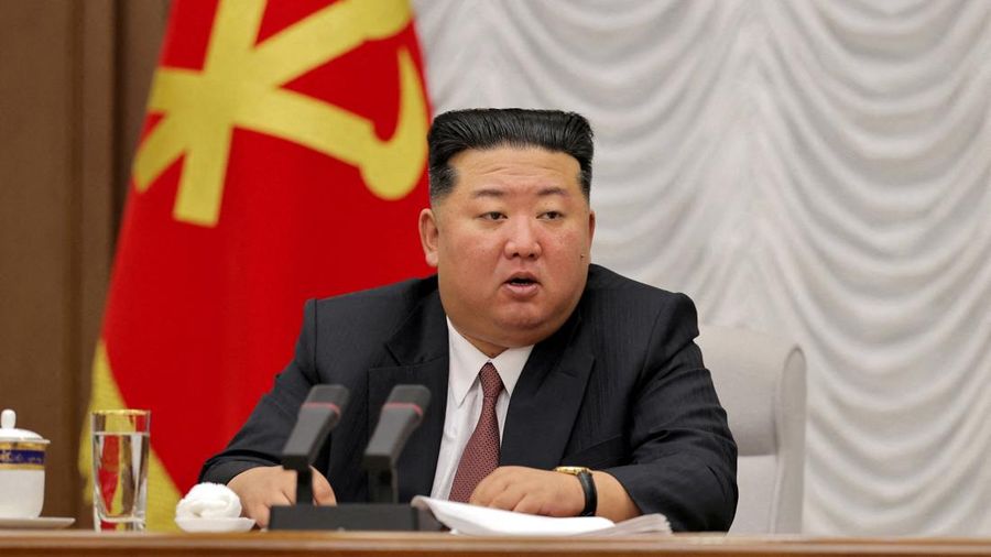 FILE PHOTO: North Korean leader Kim Jong Un speaks during an enlarged meeting of the ruling Workers' Party's Central Military Commission in North Korea, July 9, 2026, in this picture released by North Korea's official Korean Central News Agency.   KC