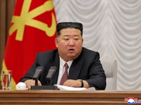 FILE PHOTO: North Korean leader Kim Jong Un speaks during an enlarged meeting of the ruling Workers' Party's Central Military Commission in North Korea, July 9, 2026, in this picture released by North Korea's official Korean Central News Agency.   KC
