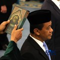 Bahlil Lahadalia saat dilantik Presiden Prabowo Subianto sebagai Menteri Koordinator Bidang Hilirisasi dan Transisi Energi/Menteri Energi dan Sumber Daya Mineral di Istana Negara, Jakarta, Kamis (1/10/2026). (CNBC Indonesia/Muhammad Sabki)