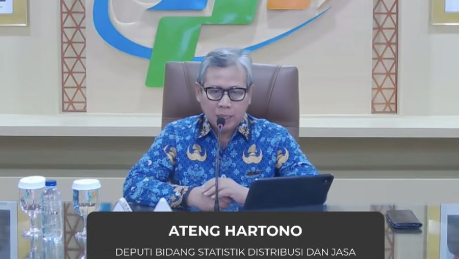 Deputi Bidang Statistik Distribusi dan Jasa BPS, Ateng Hartono saat menyampaikan Rilis BPS di Jakarta, Kamis (1/10/2026). (Tangkapan Layar Youtube/BPS Statistics)