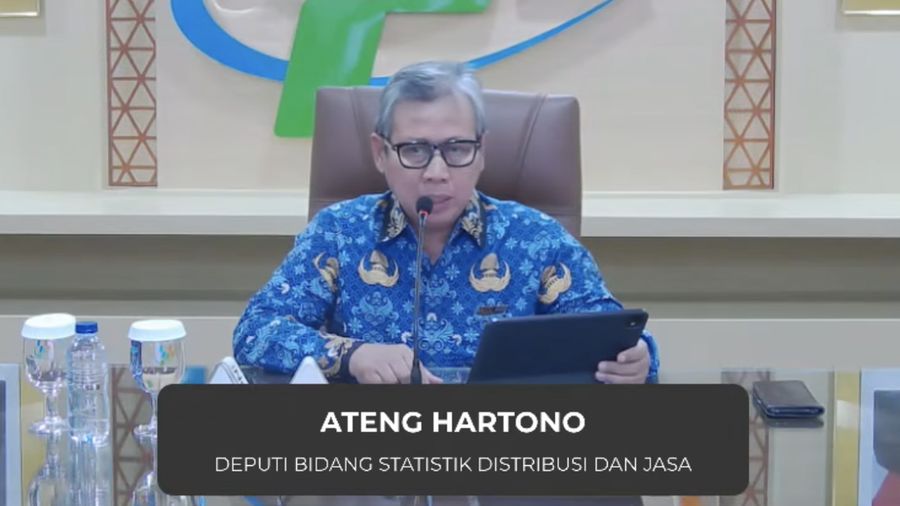 Deputi Bidang Statistik Distribusi dan Jasa BPS, Ateng Hartono saat menyampaikan Rilis BPS di Jakarta, Kamis (1/10/2026). (Tangkapan Layar Youtube/BPS Statistics)