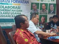 Direktur Perlindungan Perkebunan Kementan Hendratmojo Bagus Hudoro dalam diskusi Forum Wartawan Industri ( Forwatan) mengenai karhutla, di Kementan Kamis (1/10/2026). (CNBC Indonesia/Ferry Sandi)