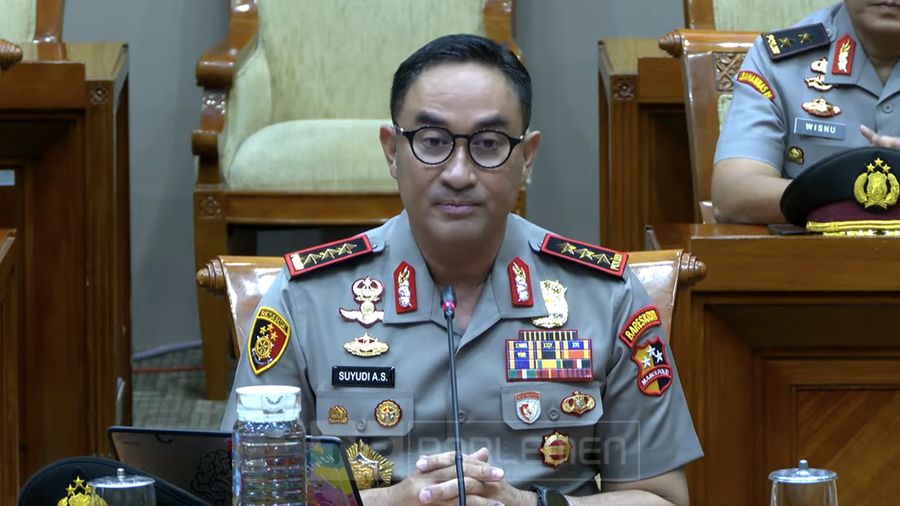 Komjen Pol Suyudi Ario Seto saat mengikuti rapat kerja dengan Komisi III DPR RI terkait uji kelayakan calon Kapolri di Komplek Parlemen, Senayan, Jakarta, Kamis (1/10/2026). (Tangkapan Layar Youtube/TVR Parlemen)