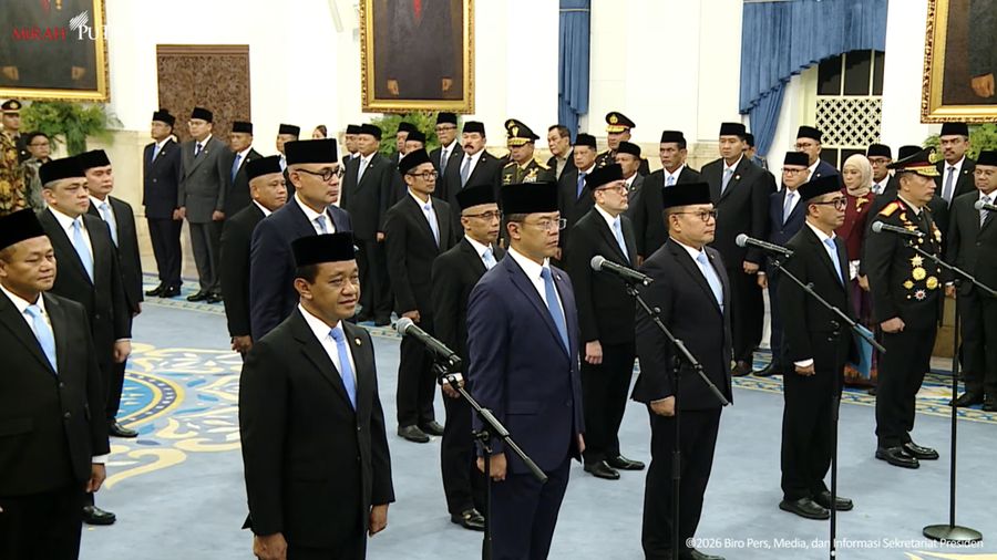 Pelantikan Menteri dan Wakil Menteri Kabinet Merah Putih sisa masa jabatan periode tahun 2024-2029 serta anggota Ombusdsman RI di Istana Negara, Jakarta, Kamis (1/10/2026). (Tangkapan Layar Youtube/Sekretariat Presiden)