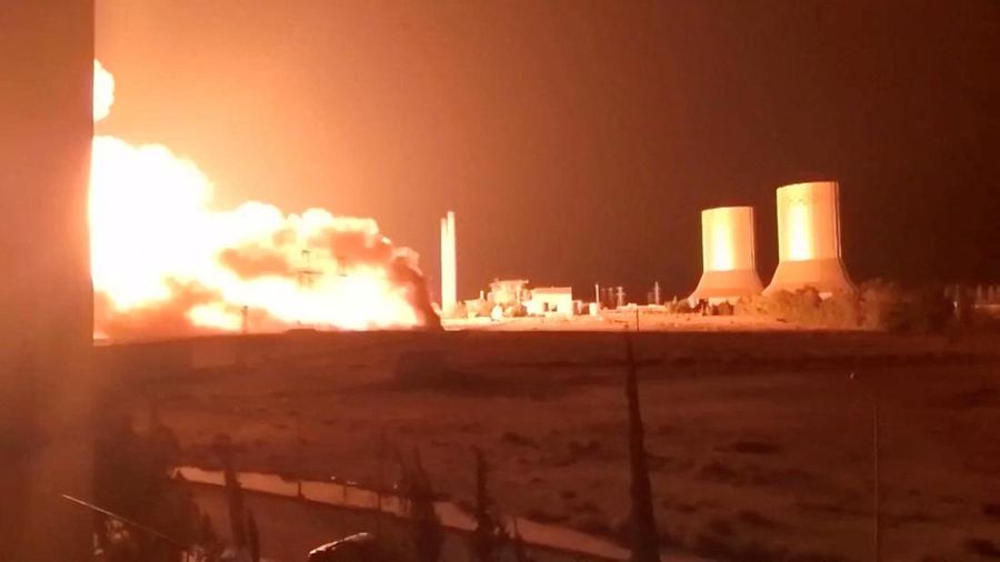 Flames rise at Tishreen thermal power plant following an explosion, near Otaybah, Syria, September 30, 2026, in this screengrab from video obtained from social media. Social Media/via REUTERS  THIS IMAGE HAS BEEN SUPPLIED BY A THIRD PARTY. MANDATORY