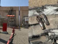 Kerusakan pada gardu distribusi listrik Taibah dan puing-puing drone yang menurut otoritas Saudi diluncurkan oleh kelompok Houthi, Selasa (29/9/2026) di Madinah, Arab Saudi. (Saudi Press Agency via Reuters)