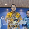 Evan Fathurokhman Adiwidjaja, Sekretaris Ditjen Infrastruktur Digital Komdigi, saat konferensi pers di Kantor Komdigi, Sabtu (3/10/2026). (CNBC Indonesia/Intan Rakhmayanti Dewi)