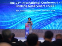 Gubernur Bank Indonesia, Destry Damayanti saat membuka International Conference of Banking Supervisors (ICBS) pada 30 September 2026. (Dok. Bank Indonesia)