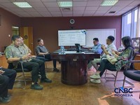 Konferensi pers Asosiasi Pertekstilan Indonesia (API) terkait RUU Pelindungan Ketenagakerjaan di kantor DPP API, Jakarta, Senin (5/10/2026). (CNBC Indonesia/Martyasari Rizky)