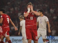 Laga Timnas Indonesia melawan Timnas Thailand pada babak Final dalam FIFA ASEAN CUP 2026 di Stadion Utama Gelora Bung Karno (SUGBK), Senayan, Jakarta, Senin (5/10/2026). (CNBC Indonesia/Faisal Rahman)