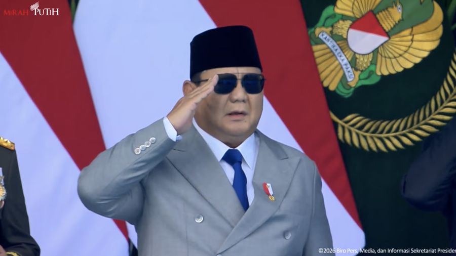 Presiden Prabowo hadiri upacara peringatan HUT ke-81 TNI Tahun 2026, Jakarta, Senin (5/10/2026). (Tangkapan layar youtube Setpres RI)