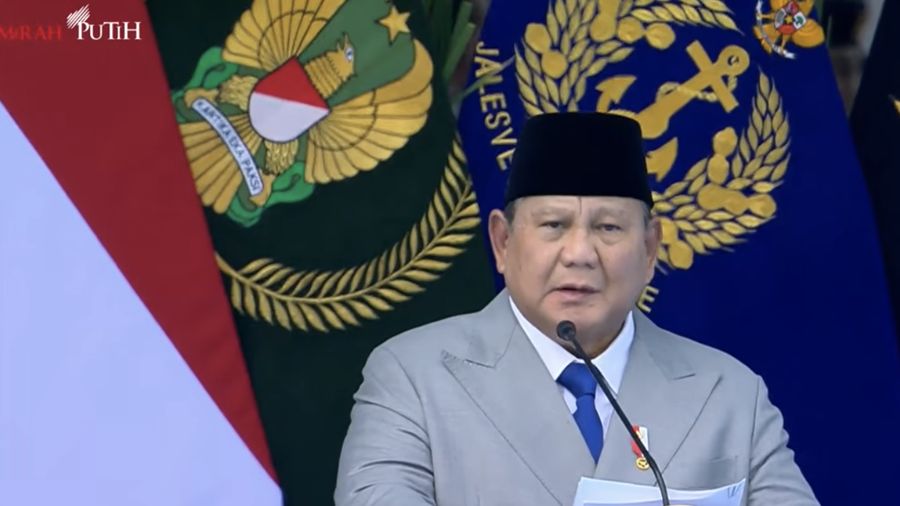 Presiden Prabowo hadiri upacara peringatan HUT ke-81 TNI Tahun 2026, Jakarta, Senin (5/10/2026). (Tangkapan layar youtube Setpres RI)