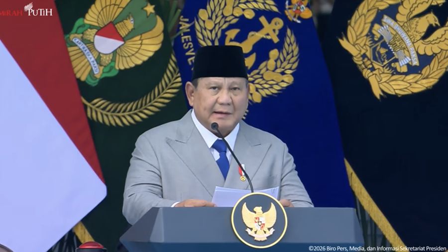Presiden Prabowo Pimpin Upacara Peringatan HUT ke-81 TNI Tahun 2026, Jakarta, Senin (5/10/2026). (Tangkapan layar youtube Setpres RI)