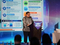 Menteri Koordinator Bidang Perekonomian Airlangga Hartarto saat memberikan keynote speech, dalam 14th Annual US-Indonesia Investment Summit Building Confidence: Strengthening Indonesias Investment Climate, Jakarta, Selasa (6/10). (Dok. Kemenko)