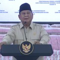 Presiden Prabowo Subianto memberi pidato saat kegiatan penyerahan denda administratif dan penyelamatan keuangan negara serta penguasaan kembali kawasan hutan tahap 8 di kompleks Kejaksaan Agung, Jakarta, Selasa (06/10/2026). (Tangkapan Layar Youtube/