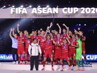 Timnas Indonesia berhasil menjadi juara FIFA ASEAN Cup 2026 usai mengalahkan Thailand pada babak final di Stadion Utama Gelora Bung Karno (SUGBK), Senayan, Jakarta, Senin (5/10/2026) malam.(CNBC Indonesia/Faisal Rahman)
