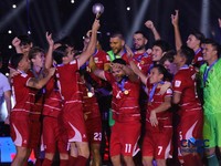 Timnas Indonesia berhasil menjadi juara FIFA ASEAN Cup 2026 usai mengalahkan Thailand pada babak final di Stadion Utama Gelora Bung Karno (SUGBK), Senayan, Jakarta, Senin (5/10/2026) malam.(CNBC Indonesia/Faisal Rahman)
