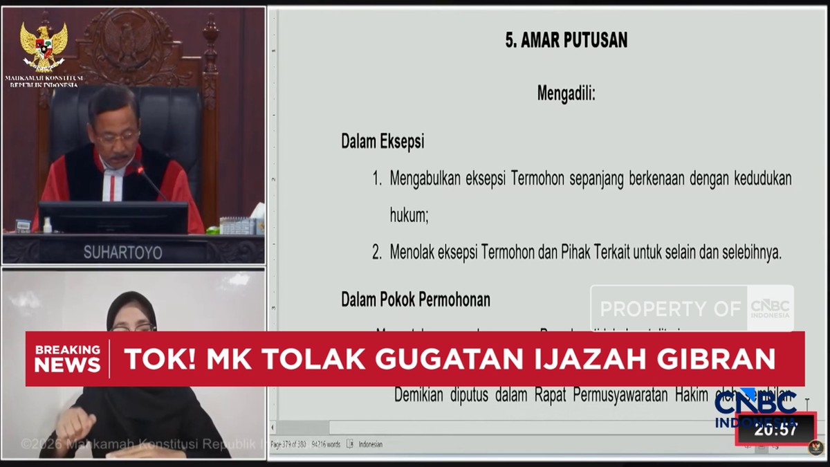 Video: Putusan MK Soal Gugatan Ijazah Gibran
