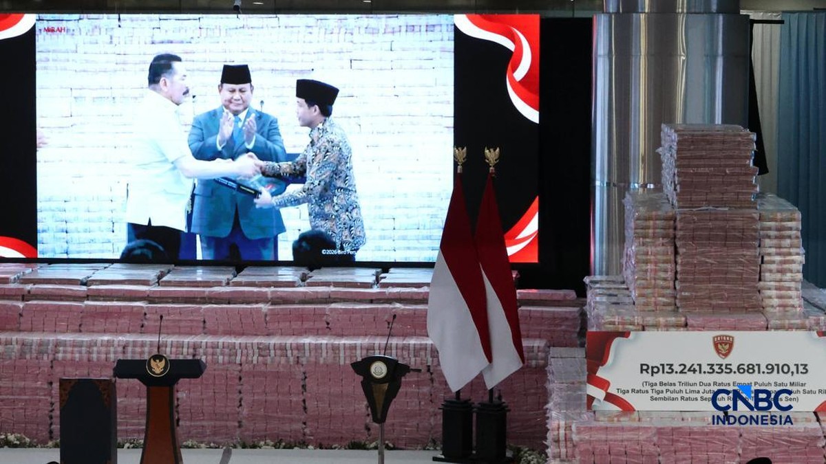 Penampakan Uang Segunung Rp13,2 Triliun yang Diserahkan ke Negara
