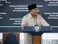 Presiden Prabowo Sampaikan Taklimat kepada 800 Perwira Tinggi TNI & Polri di Jakarta, Rabu (7/10/2026). (Tangkapan Layar Youtube/Sekretariat Presiden)