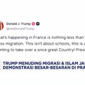 Trump Tuding Migrasi & Islam Jadi Sebab Demonstrasi Besar-Besaran di Prancis