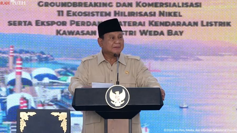 Groundbreaking 11 Ekosistem Hilirisasi Nikel serta Ekspor Perdana Baterai EV, 8 Oktober 2026. (Tangkapan layar youtube Setres RI)