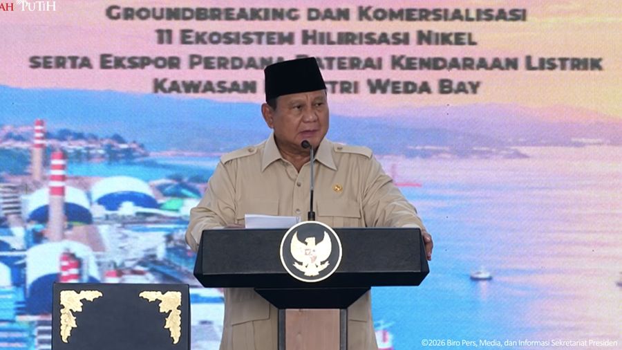 Groundbreaking 11 Ekosistem Hilirisasi Nikel serta Ekspor Perdana Baterai EV, 8 Oktober 2026. (Tangkapan layar youtube Setres RI)