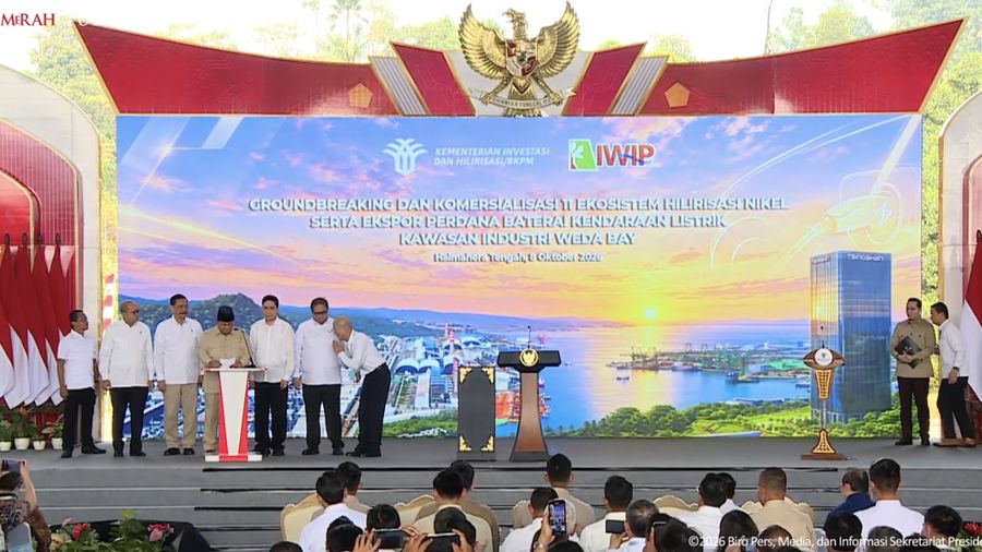 Groundbreaking 11 Ekosistem Hilirisasi Nikel serta Ekspor Perdana Baterai EV, 8 Oktober 2026. (Tangkapan layar youtube Setres RI)