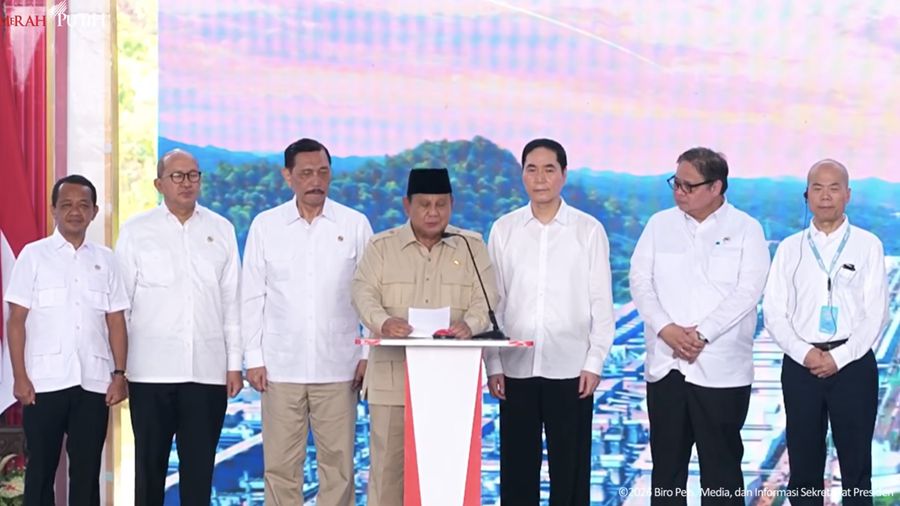Groundbreaking 11 Ekosistem Hilirisasi Nikel serta Ekspor Perdana Baterai EV, 8 Oktober 2026. (Tangkapan layar youtube Setres RI)