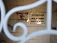 Signage is displayed at the British consulate, on the deadline set by Israel for its closure, following trade sanctions imposed by British Prime Minister Andy Burnham on Israeli settlements in the occupied West Bank, in East Jerusalem, October 8, 202