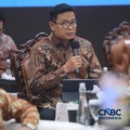 Direktur Jenderal (Dirjen) Pajak, Bimo Wijayanto saat Konferensi Pers APBN KiTa Edisi Oktober 2026 di Gedung Djuanda, Kementerian Keuangan, Jakarta, Jumat (9/10/2026). (CNBC Indonesia/Faisal Rahman)