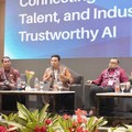 Direktur Teknik AirNav Indonesia Zainal Arifin Harahap saat menjadi pembicara dalam rangkaian Summit on Advancement in Technology, Research, Industry and Academia (SATRIA) 2026 di Jakarta, Kamis (8/10/2026). (Dokumentasi AirNav Indonesia)