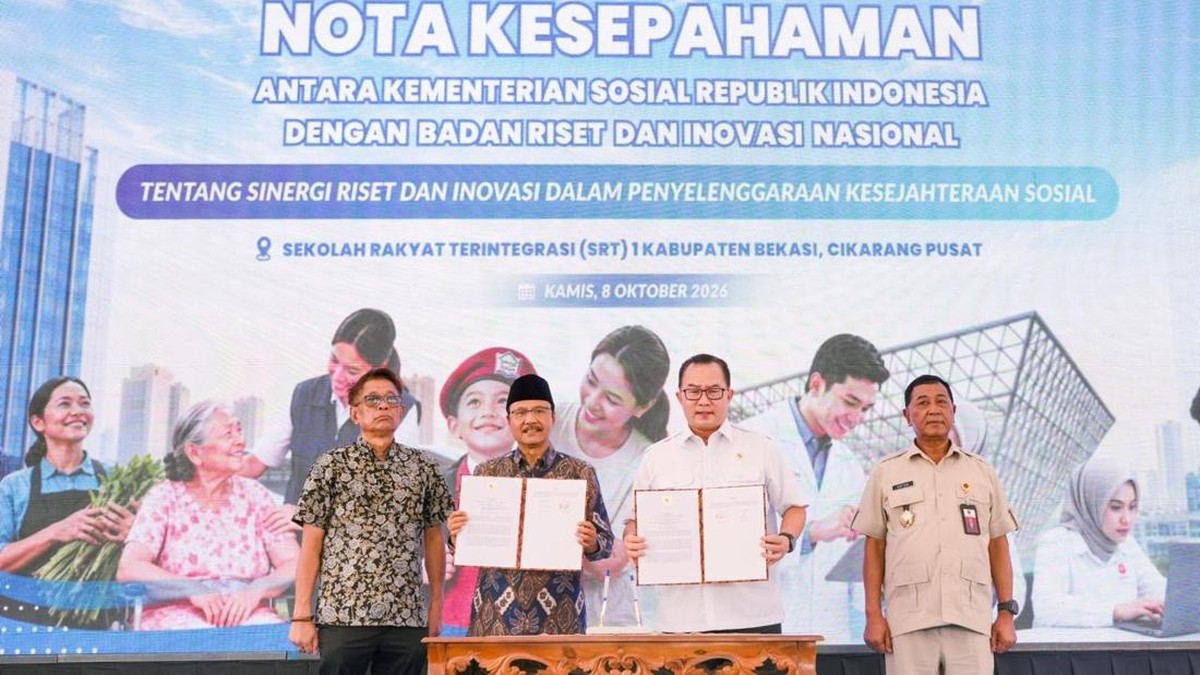 Kemensos-BRIN Teken MoU Hadirkan Inovasi untuk Sekolah Rakyat