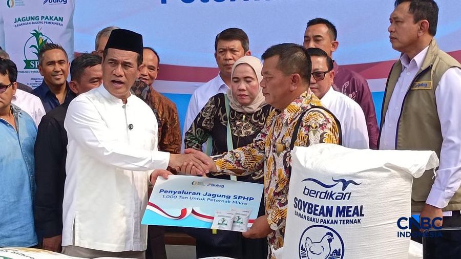 Menteri Pertanian sekaligus Kepala Bapanas Amran Sulaiman saat konferensi pers usai menerima para peternak ayam petelur di kediaman pribadinya, Jakarta, Jumat (9/10/2026). (CNBC Indonesia/Martyasari Rizky)